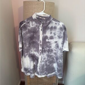 Millibon Men's Casual Tie-Dye Shirt - Black and White